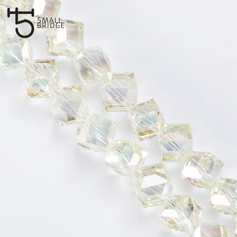 8mm Austria Faceted Square Glass Beads for Jewelry Making Diy Decoration Transparent Crystal Cube Beads Wholesale X301