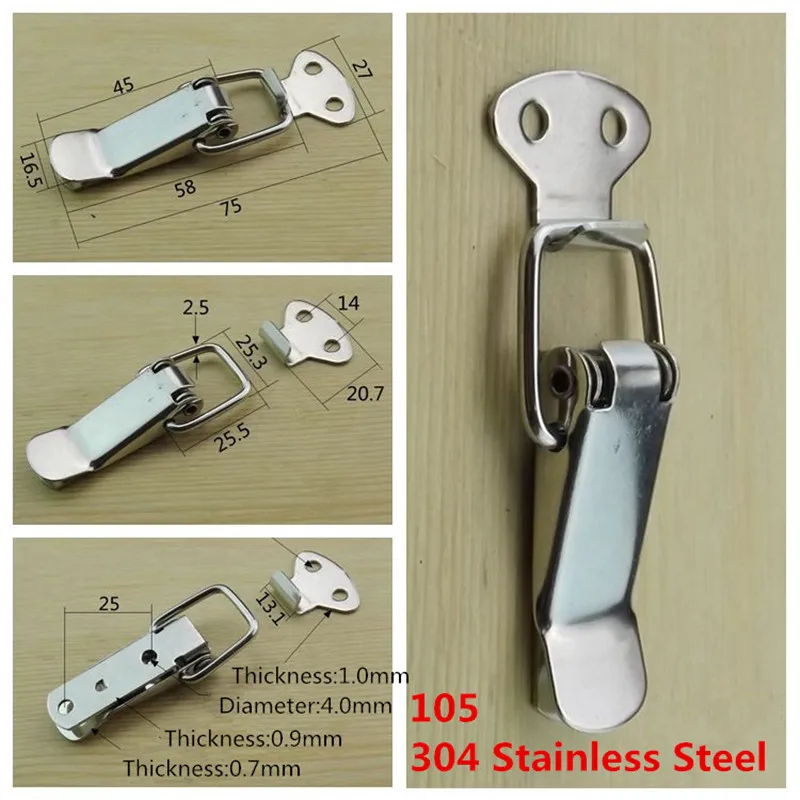 1pcs Iron Plated Nickel/304 Stainless Steel Hasp Fastener, Toggle Latch, Catch Hasps Trailer,Spring card buckle