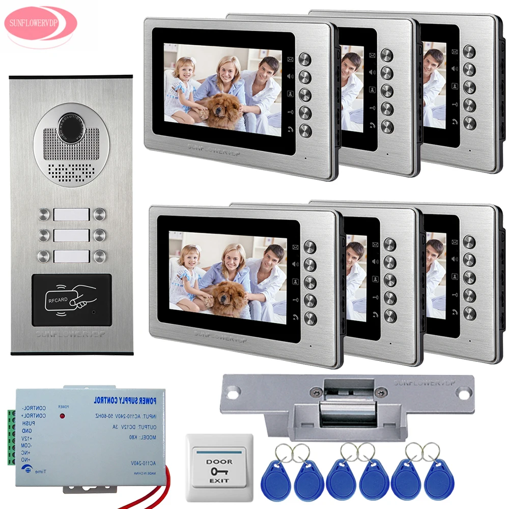 Video Call On The Door Of The Apartment Video Door Entry Door Phone 6 Keys Rfid Entrance Doors Bell Systems Electric Strike Lock