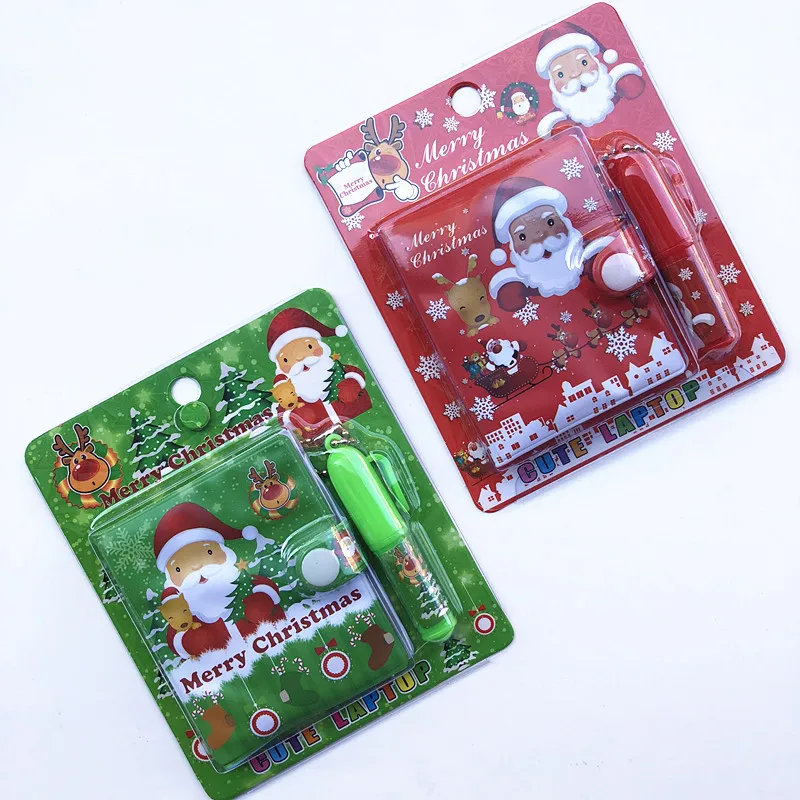 Creative Cartoon Christmas Santa Claus Notebook With Ballpoint Pen Mini Pocket Notepad Stationery Kids Gift