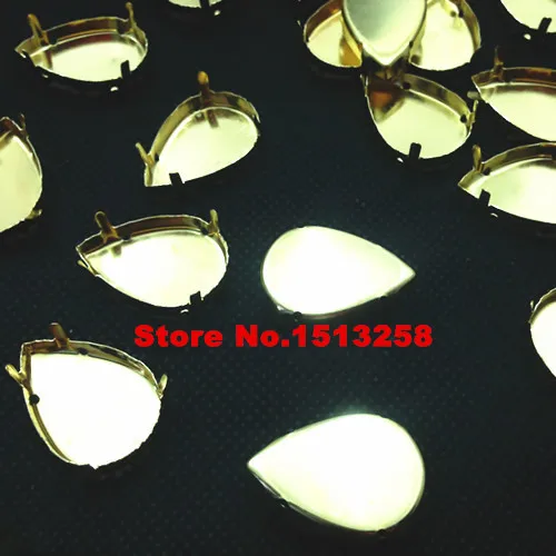 Pear Drop Raw Brass Metal Claw with hole For sewing Teardrop Crystals 20x30mm,18x25mm,13x18mm,10x14mm