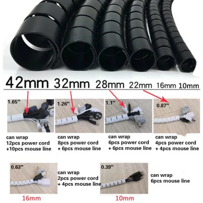 Cabo espiral organizador fio gestão protetor cabo dobadoura enrolado tubo manga desktop cabo de alimentação do computador armazenamento envoltório