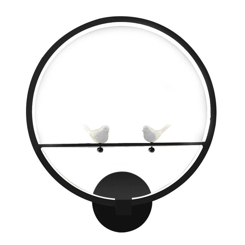 

GZMJ Wonderland Modern Black/White 2 Birds Designer Wall Lamp Round Acrylic Wall Light Led Wall Sconce Indoor Lighting Products