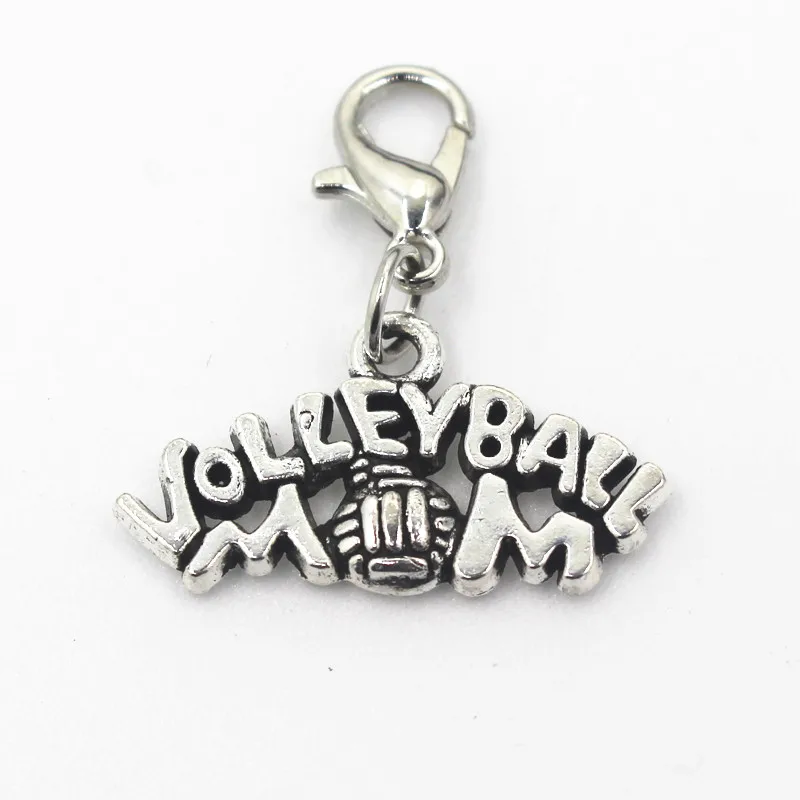 

50 шт./лот античные серебряные подвески для волейбола, мам, подвески с застежкой-лобстером, Подвески, diy браслет, ювелирные изделия, аксессуары, подвеска