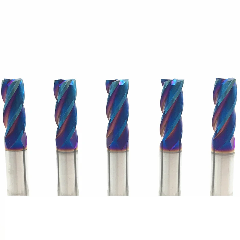 6mm Schaftfräser HRC65 4 Flöte D6 * 15*50mm * 4 T Vhm fett Schaftfräser Zylinderschaft nACo Blau Beschichtete Fräser Werkzeug