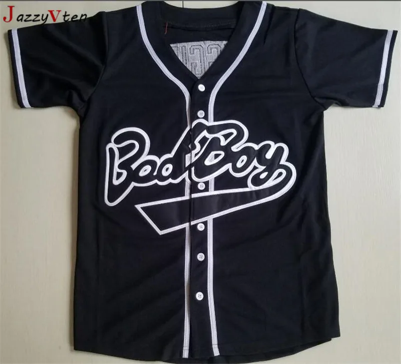 Movie jerseys Men  Bad Boy  Smalls 10 Baseball Jersey Black Whtie For Drop  Shipping street hiphop baseball tops