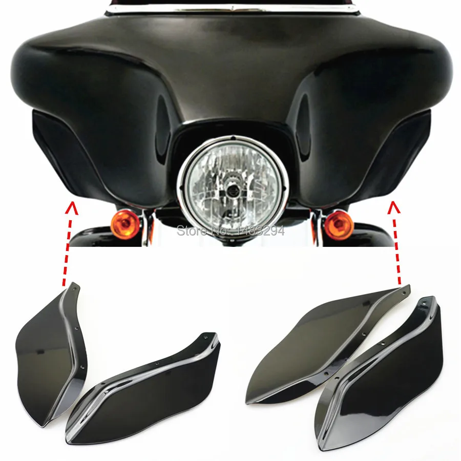 Motocykl czarne plastikowe boczne skrzydło deflektor powietrza na przednią szybę dla Harley Davidson Touring FLHR FLHT FLHX 1996-2013