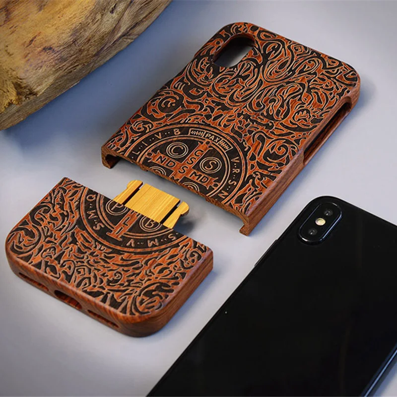 Natural Wood Bamboo Phone Case For iPhone XS Max XR X 8 7 7Plus 6 6 6s plus 5 5s se Cover Wooden Shockproof Protector Coque