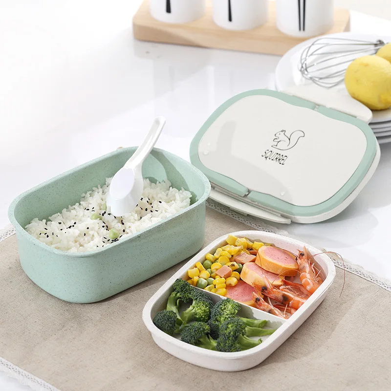 TUUTH Plastic Microwave 2 Layer Lunch Box Portable Dinnerware Food Storage Container Lunchbox For Picnic Office Workers