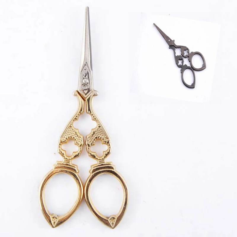 Antique Scissors Tesoura Zakka Vintage Hollow 3Cr13 Steel For Fabric Craft Household CP0370