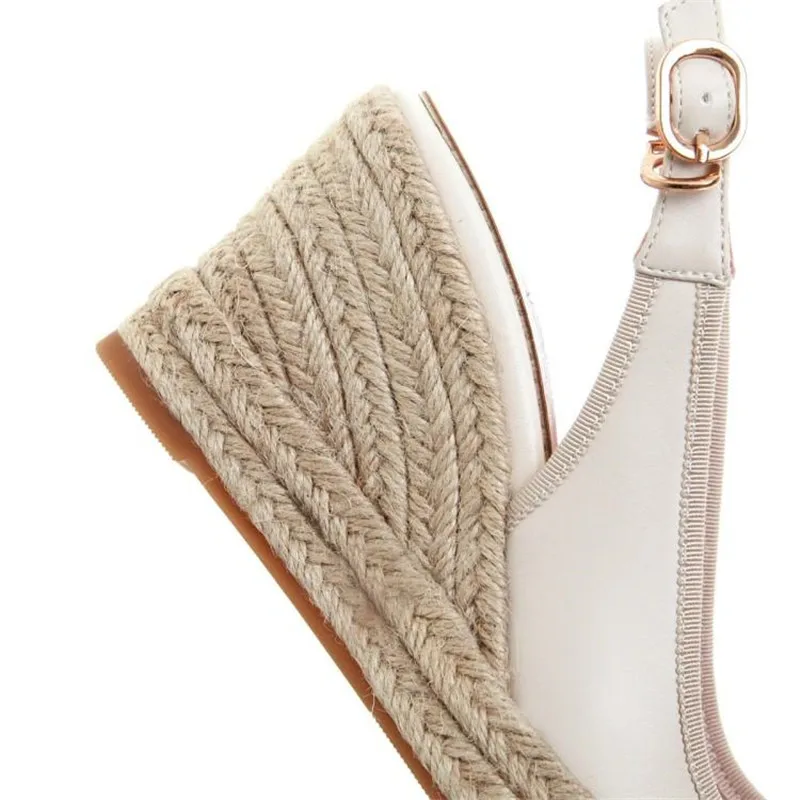 Plus Size 33-41 sandali espadrillas da donna cinturino alla caviglia comodi zeppe scarpe Casual da donna décolleté con plateau da donna in pelle di