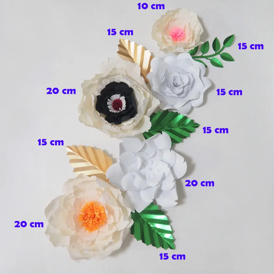 

2018 Giant Crepe Paper Flowers Artificial Flores Artificiale 5PCS+ 5 Leaves For Wedding & Event Backdrop Baby Nursery Hot Mix