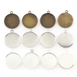 50Pcs 3Colors Inner20mm Necklace Pendant Setting Cabochon Cameo Base Tray Bezel Blank Fit 20mm Cabochons Jewelry Making Findings