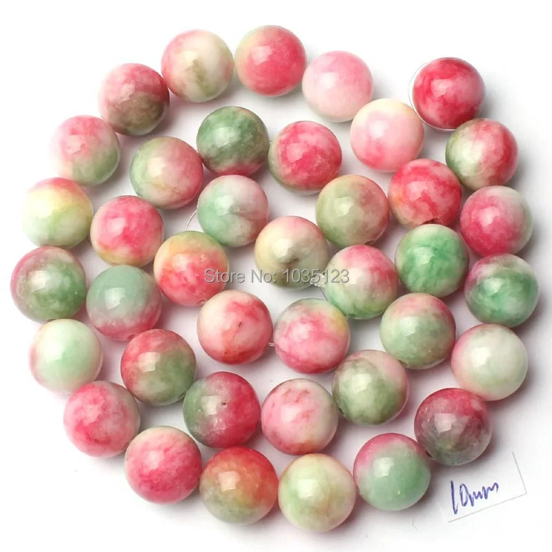 10mm Pretty Round Shape Mixedcolor Jades Stone Loose Beads Strand 15