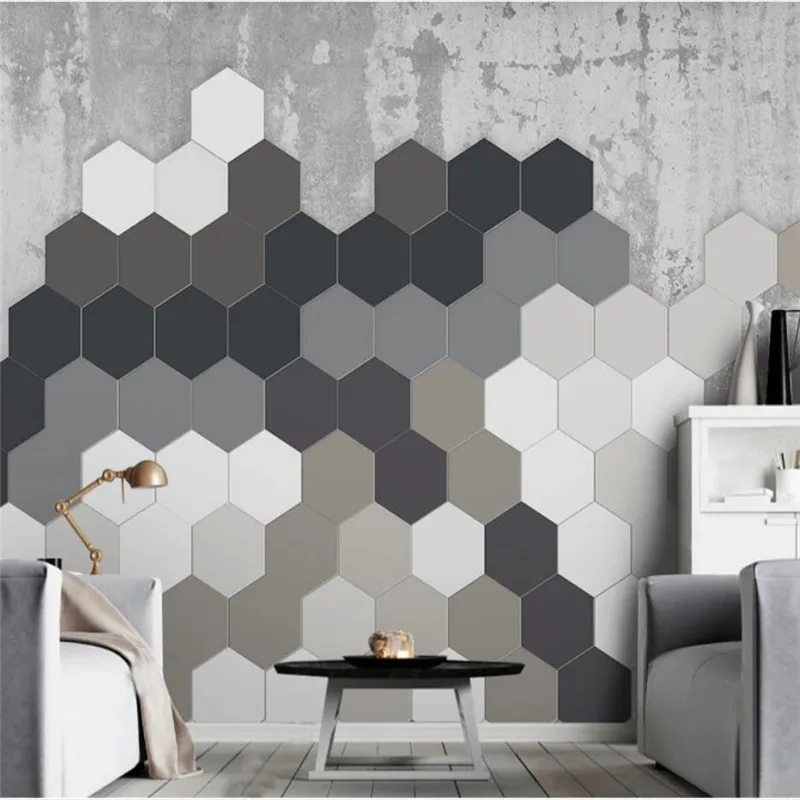 Customized 3d wallpaper Nordic simple personality geometric square wall high-grade waterproof material