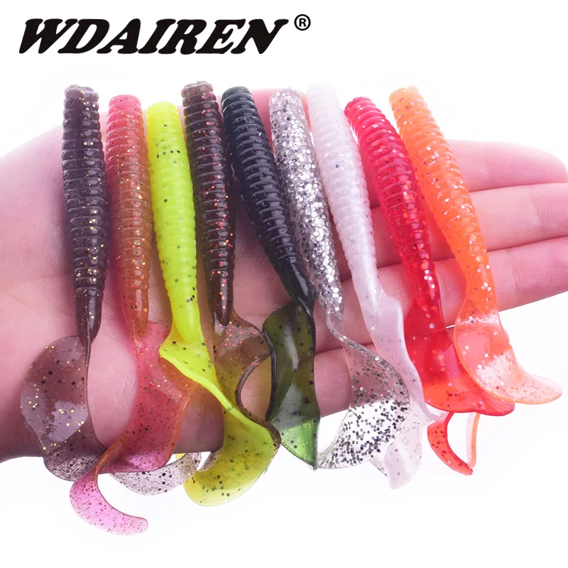 5PCS Shrimp Fishy Smell Silicone Soft Bait 8cm 4.3g Jig Wobblers Tail Swimbait for Bass Carp With Salt Artificial Baits Pesca