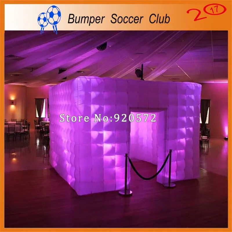 

Free Shipping ! Free Pump ! Portable inflatable photo booth enclosure LED light inflatable photo cube tent booth for sale