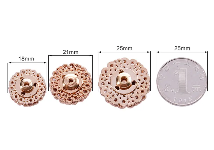 5pairs/lot Gold/Gun/black Metal Snap Button 18mm/21mm/25mm Clasp buttons flower shape Invisible Coat Buttons Fashion Suit