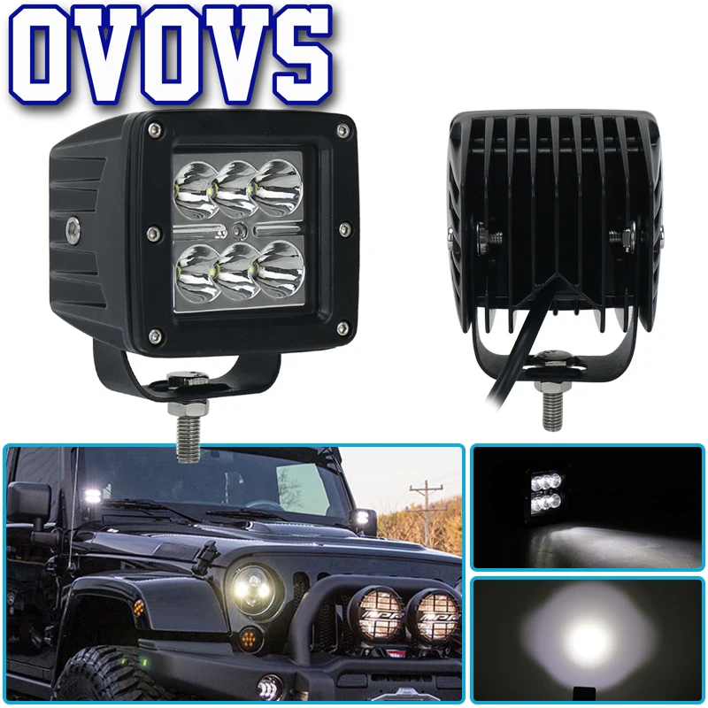 For Truck SUV ATV Offroad Lamps 18W Auxiliary Spotlights for Heavy Duty Machine