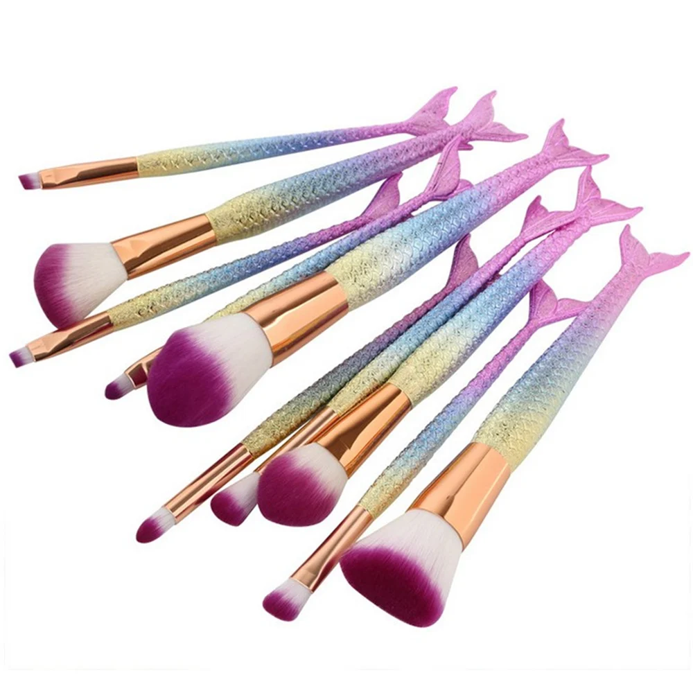 10 個のファッションメイクブラシセットファンデーションパウダーアイシャドウアイライナーリップ輪郭ブレンドメイクアップブラシ化粧品ツールキット