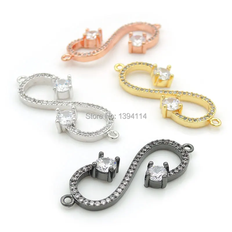 32*13*4mm Micro Pave Clear CZ S Style Connector Fit For Women As DIY Bracelets Accessory