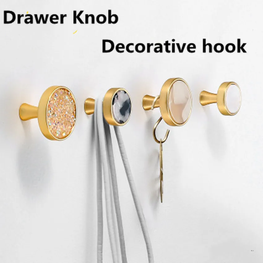 

modern fashion gold silver brass drawer shoe cabinet knob pull crystal jade wall decoration hooks Leather kitchen cabinet handle