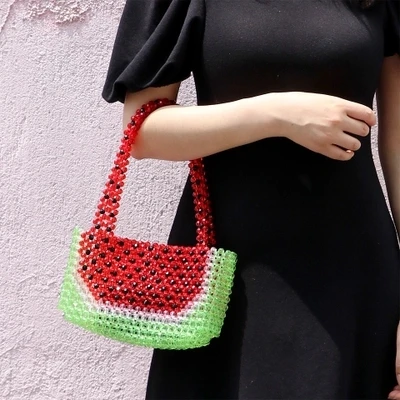 New Handmade Fashion Beaded bag Tasche perlen Lady Pearl Evening Bag Handmade luxury Handbags Female Vintage watermelon tote bag