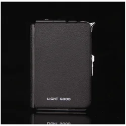 (10 Cigarette ) Frosted Multifunction Cigarette Case Fashion Flameless Windproof Inflatable Gas Lighter Cigarette Box Men Gift