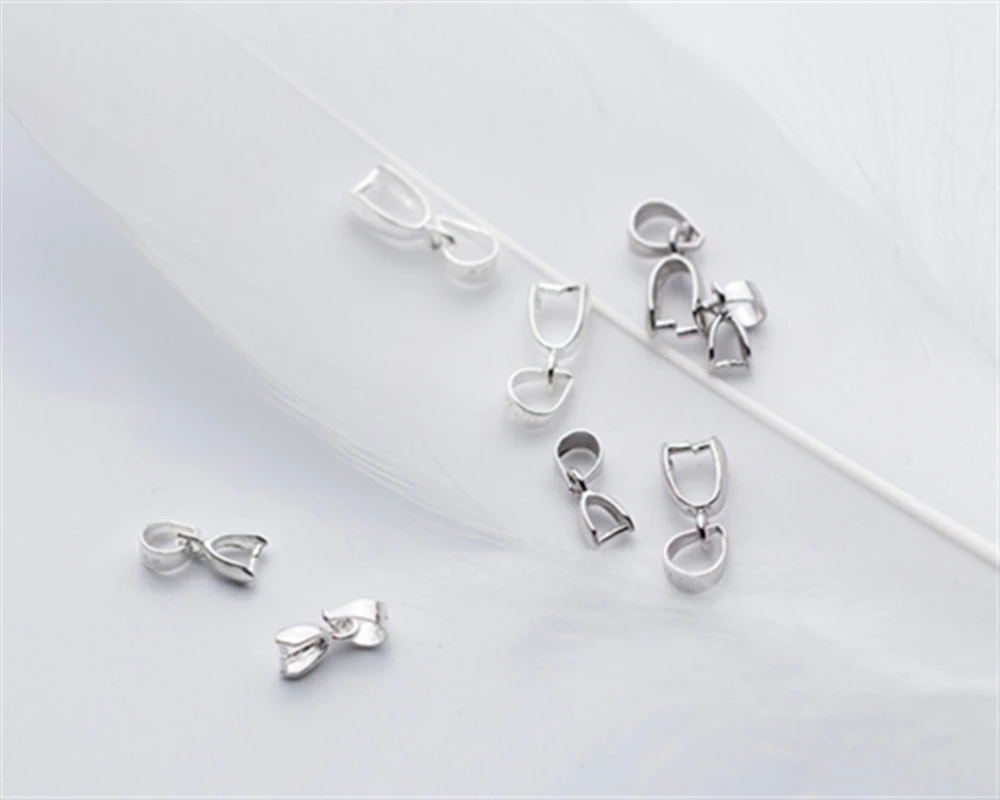 

HOT 20PCS 3 Size S-M-L 925 Sterling Silver Findings Bail Connector Bale Pinch Clasp 925 Silver Pendant Fittings Bail