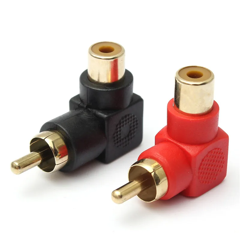 1Pair 90 Degree RCA Right Angle Connector Plug Adapters Male & Female 90 Degree Elbow Audio Adapter