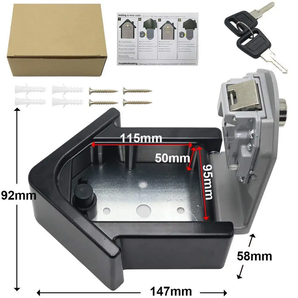 House shape Key Storage Lock Box 4-Digit Lock Box with key Wall Mounted Lock Box Wall Mounted Key Safe Box Security Key Holder