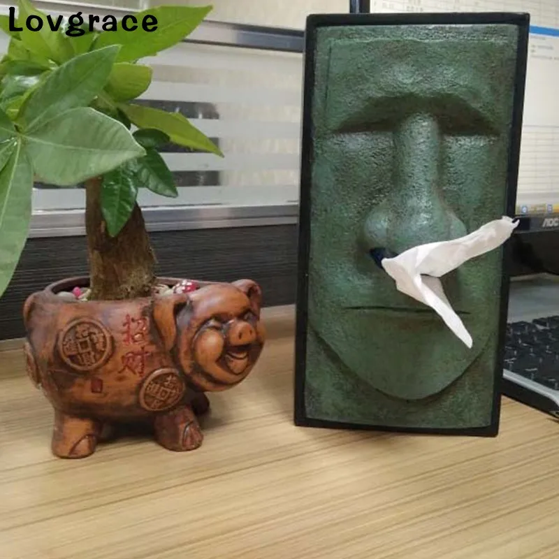 High-end 2018 New Creative Gorilla Face People Face Tissue Box Bathroom Car Room Napkin Holder Paper Towel Holder Tissue Holder