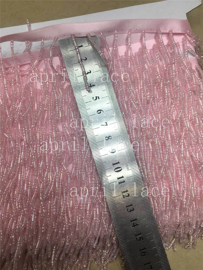 DX019#  10 yards /bag 4 cm width light pink  color lovely  beads ribbon fringe tassel for garment/decorative/wedding dress