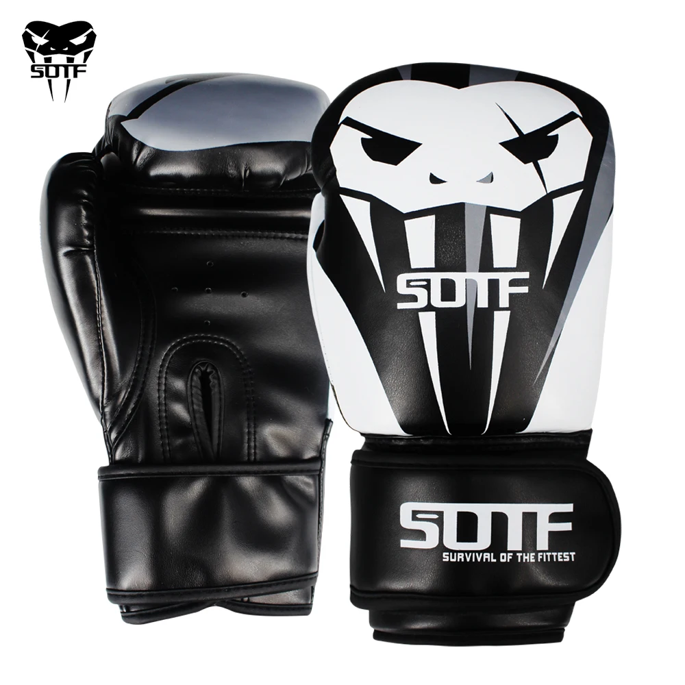 

SOTF Men Women Venomous snake MMA black Boxing gloves muay thai kickboxing fierce fighting gloves Sanda pads box gloves boxe mma