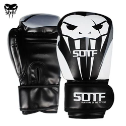 SOTF-Luvas De Boxe Preto para Homens e Mulheres, Cobra Venenosa, MMA, Muay thai, Kickboxing, Luta Feroz, Sanda Pads, Caixa