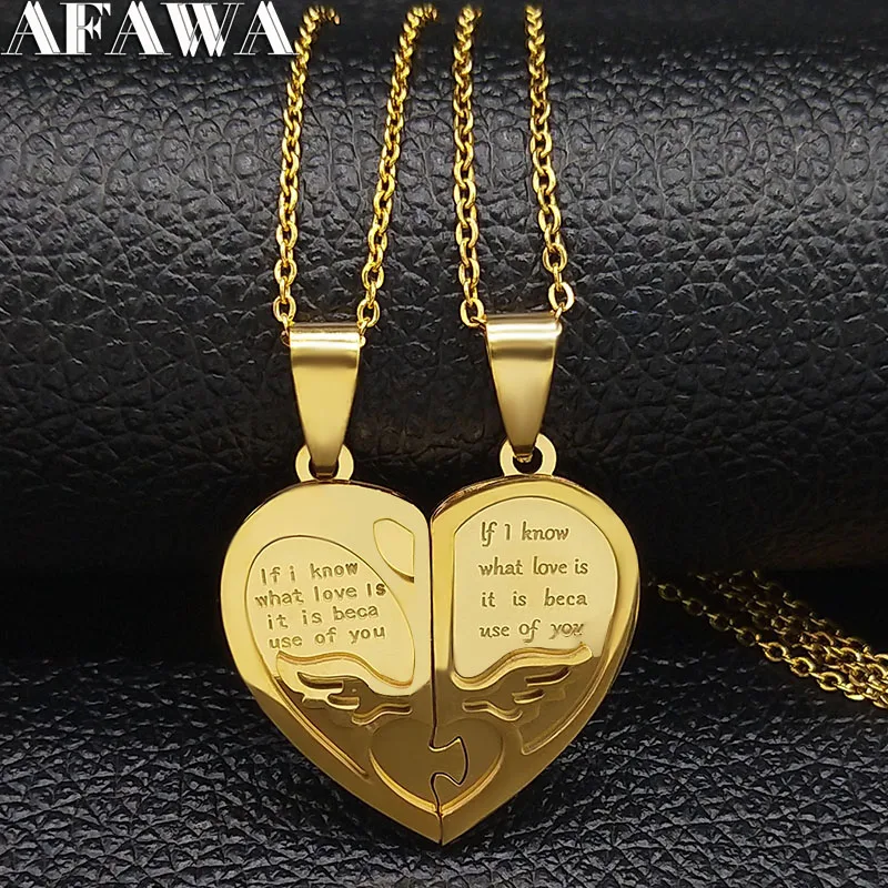 Fashion Stainless Steel Necklace for Women Men Gift Gold Color Heart Choker Necklaces Jewellery Valentine\'s Day Gift N756S01