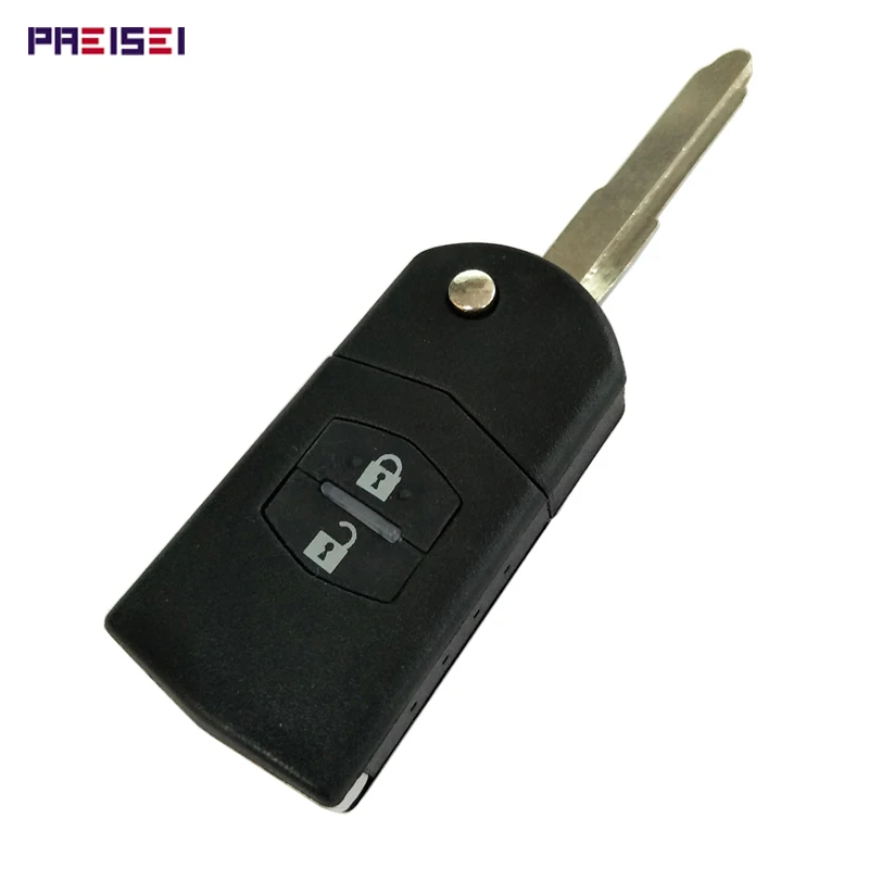 

PREISEI 10pieces/lot 2 Buttons Car Flip Key Replace Covers Fob For Mazda Remote Key Replacements Shell