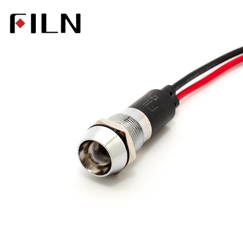 FILN  FL1M-12CW-1 12mm metal red green yellow blue white led 220v indicator light with 20cm cable