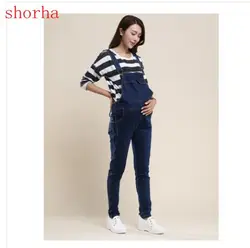 Large size Spring Maternity Women Jeans Denim Jumpsuits Casual Rompers Adjusted Bib Pants Pregnant Overalls Belly Trousers