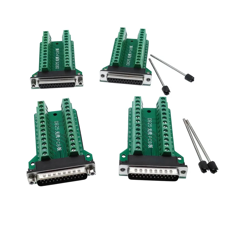 Db25 D-SUB 25pin terminal módulo de sinal pcb placa adaptador rs232 masculino conectores femininos