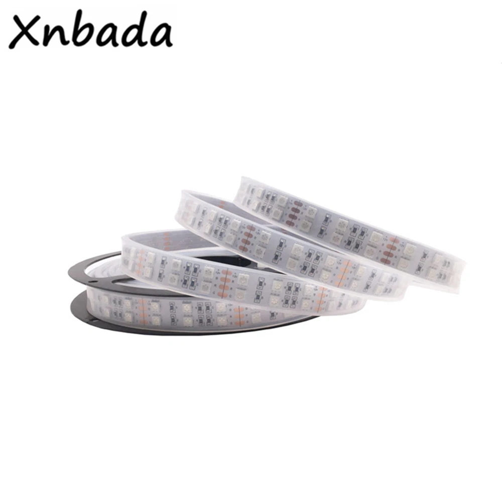 Doppia Fila RGB HA CONDOTTO La Striscia Impermeabile 5050 120 LEDs/m 5 M DC12V 24 V RGB RGBW RGBWW Bianco bianco caldo HA CONDOTTO LA Luce Al Neon