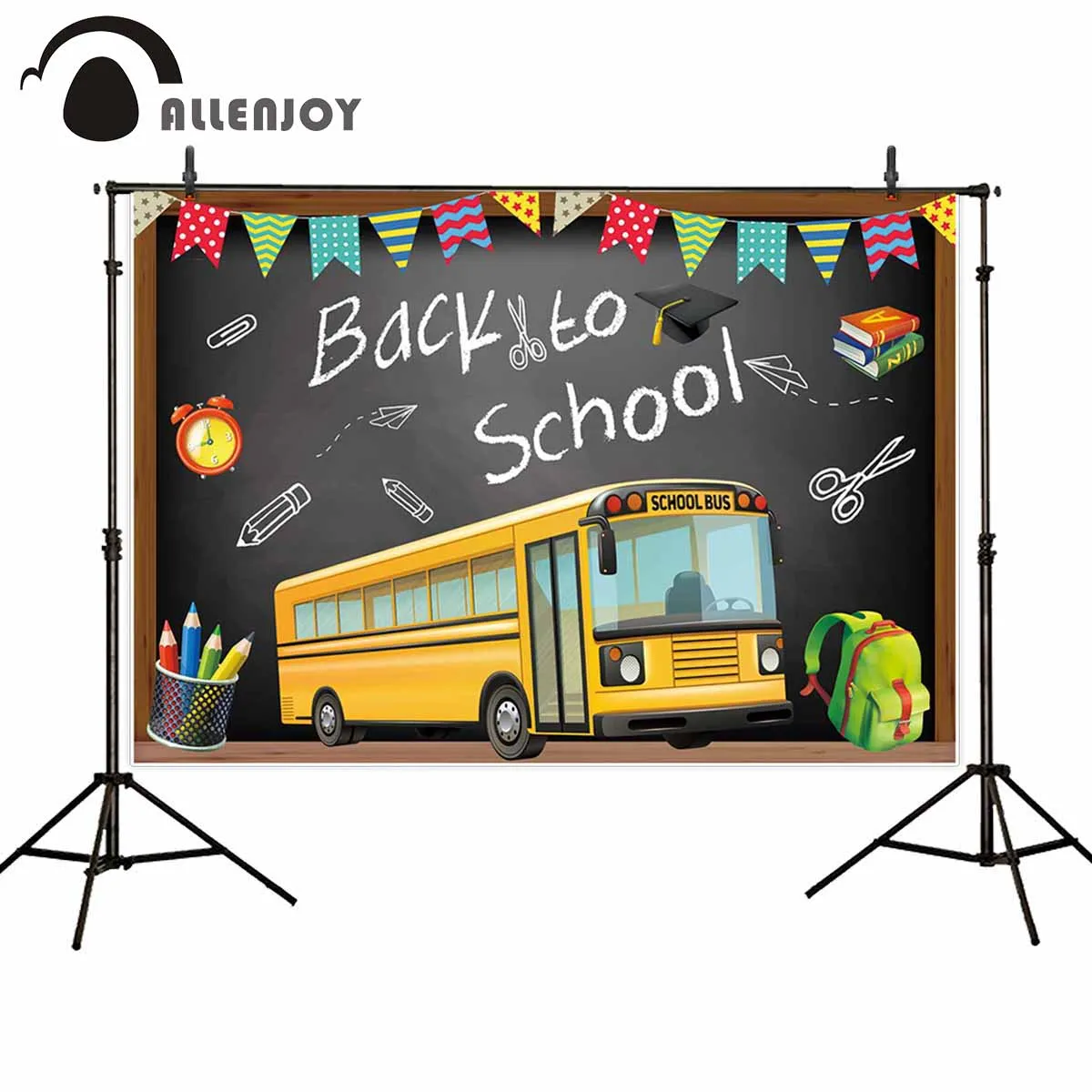 Allenjoy – arrière-plan pour photos, étudiant, campus, vie, retour à l'école, saison, bus, photomaton, accessoire photographique