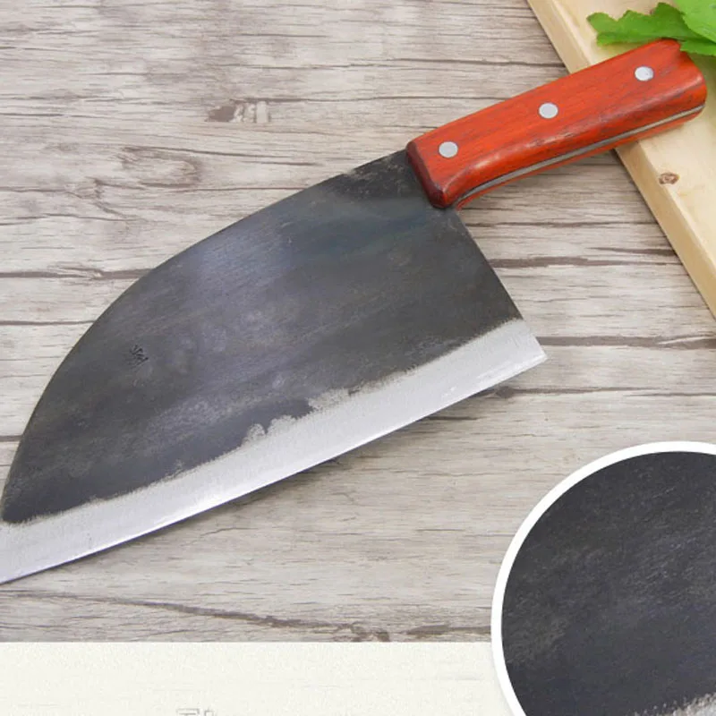 Handmade Forged Chef Knife Clad Steel Forged Chinese Cleaver Professional Kitchen Knives Meat Vegetables Slicing Chopping Tool