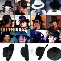 The Best Fedora Black Wool Retro Hat of  Michael Jackson for MJ fans with Name Formal Gentry