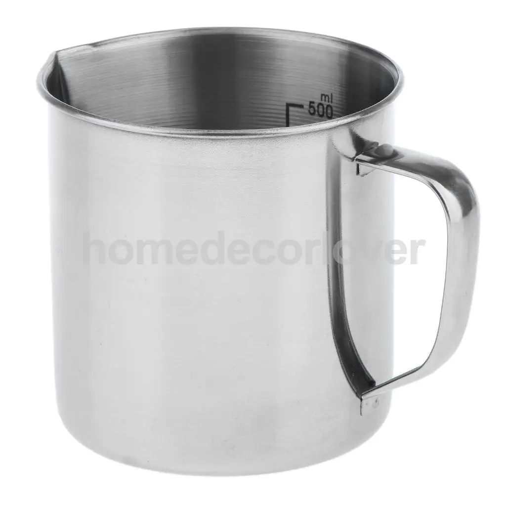 Stainless Steel Measuring Cup Frothing Pitcher with Marking with Handle for Milk Froth Latte Art 17.6/35oz, 0.5/1 Liter