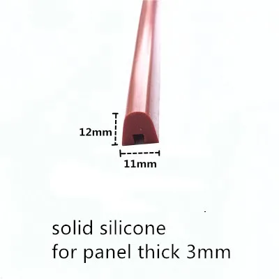 

Solid Silicone Rubber U Strip for 3mm Thick Glass Metal Wood Panel Edge Encloser Shield 11x12mm 1m Red