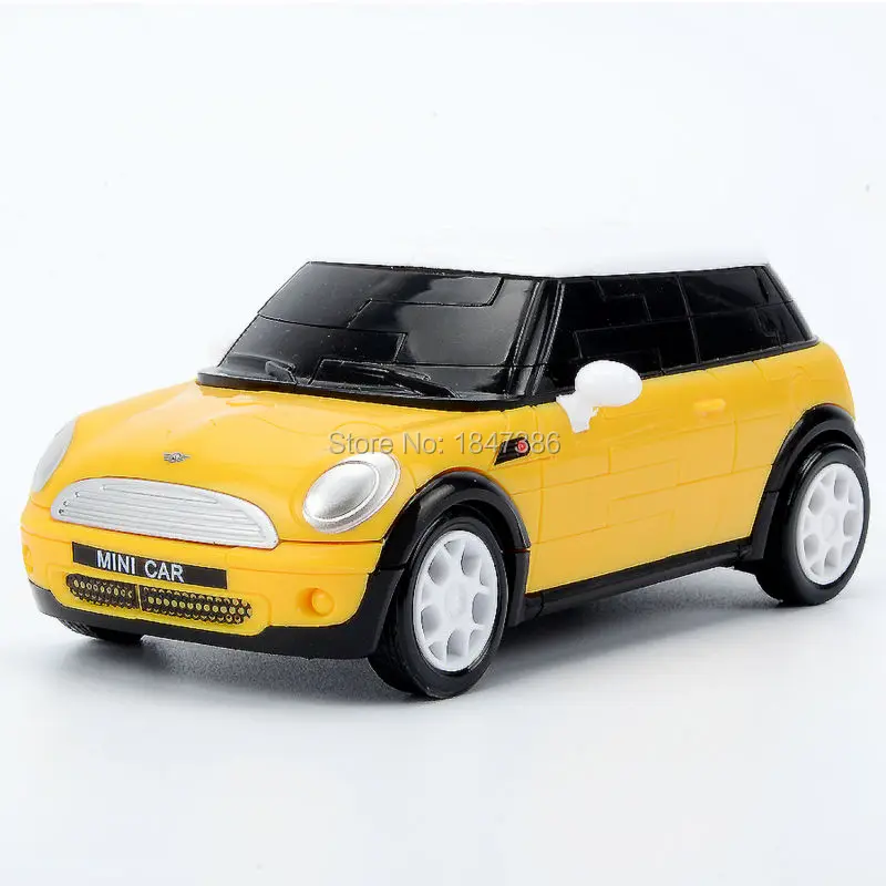 64PCS Mini Cooper 1:32 Licensed 3-D Car DIY Puzzle Model Building Kits Set, Children Funny Vehicle KitsToy,Blue and Yellow