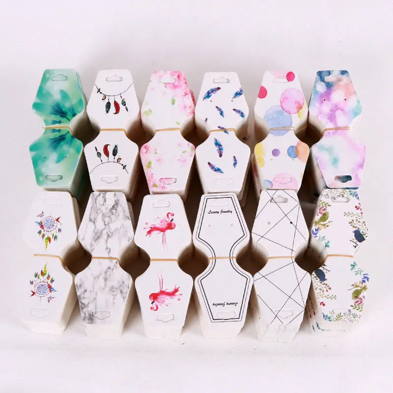 

Wholesale 500pcs Necklace Dispaly Jewelry Card Organizer Tags Packing Card Colorful Printing Cute Earring Packing card Cardboard