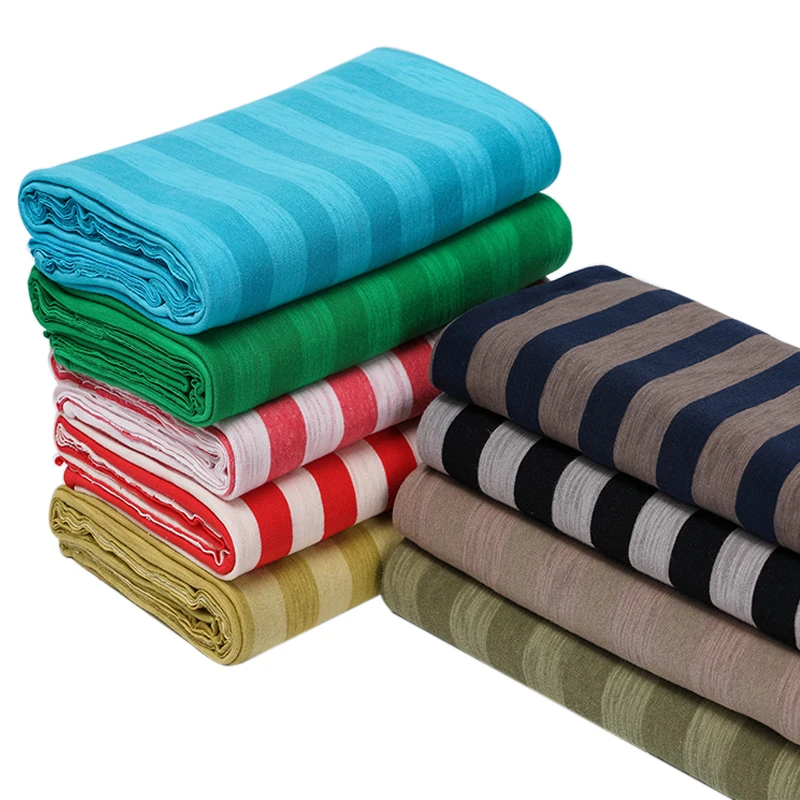 Xintianji Vintage Fabric Polyester Cotton Stripe Jersey Fabric For Summer t Shirt Various Colours 50X185cm/Pc A0009