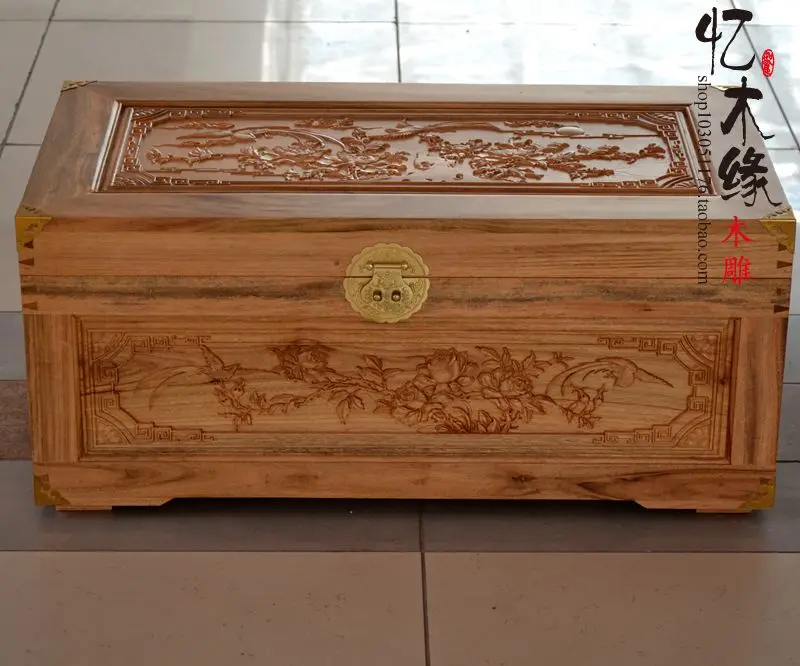 Wood carving camphorwood box insect trunk box containing gifts box marriage dowry box painting storage box